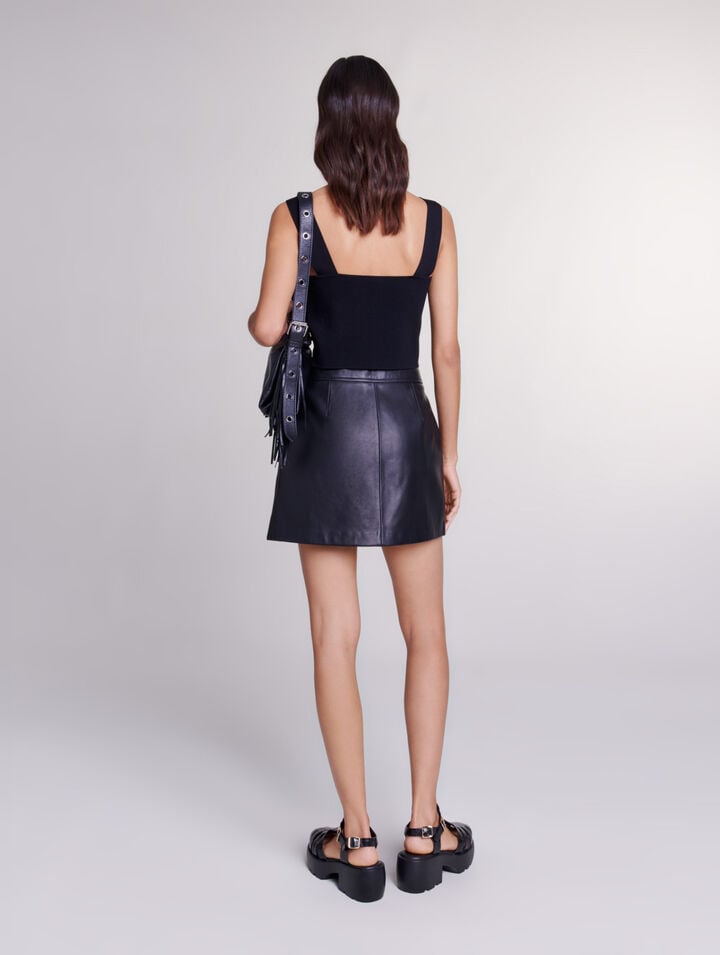 Short leather skirt