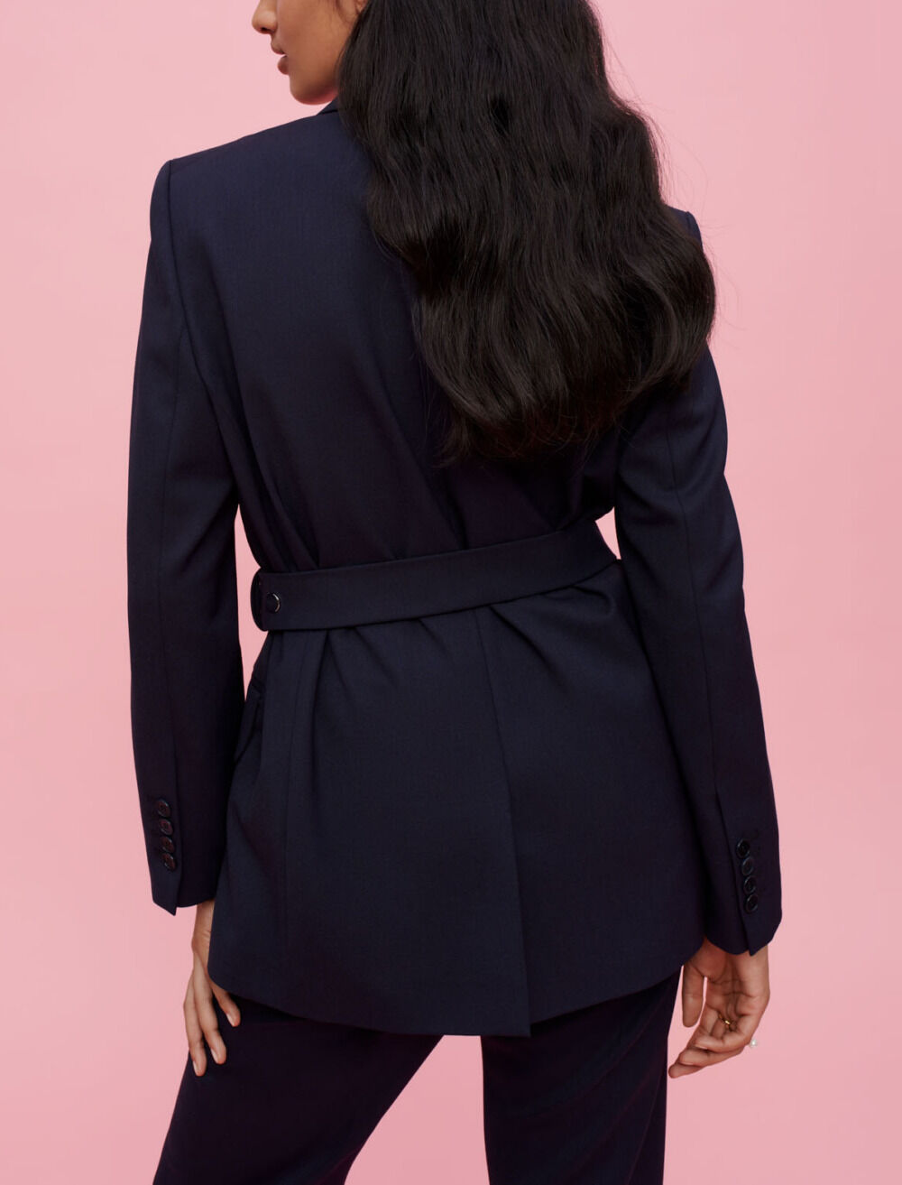 Tailored jacket with chain belt Blue For Women | Maje