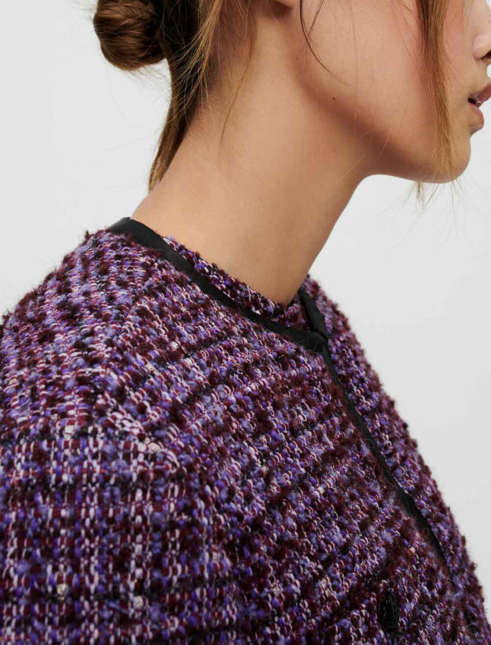 Purple quilted tweed jacket Purple For Women | Maje