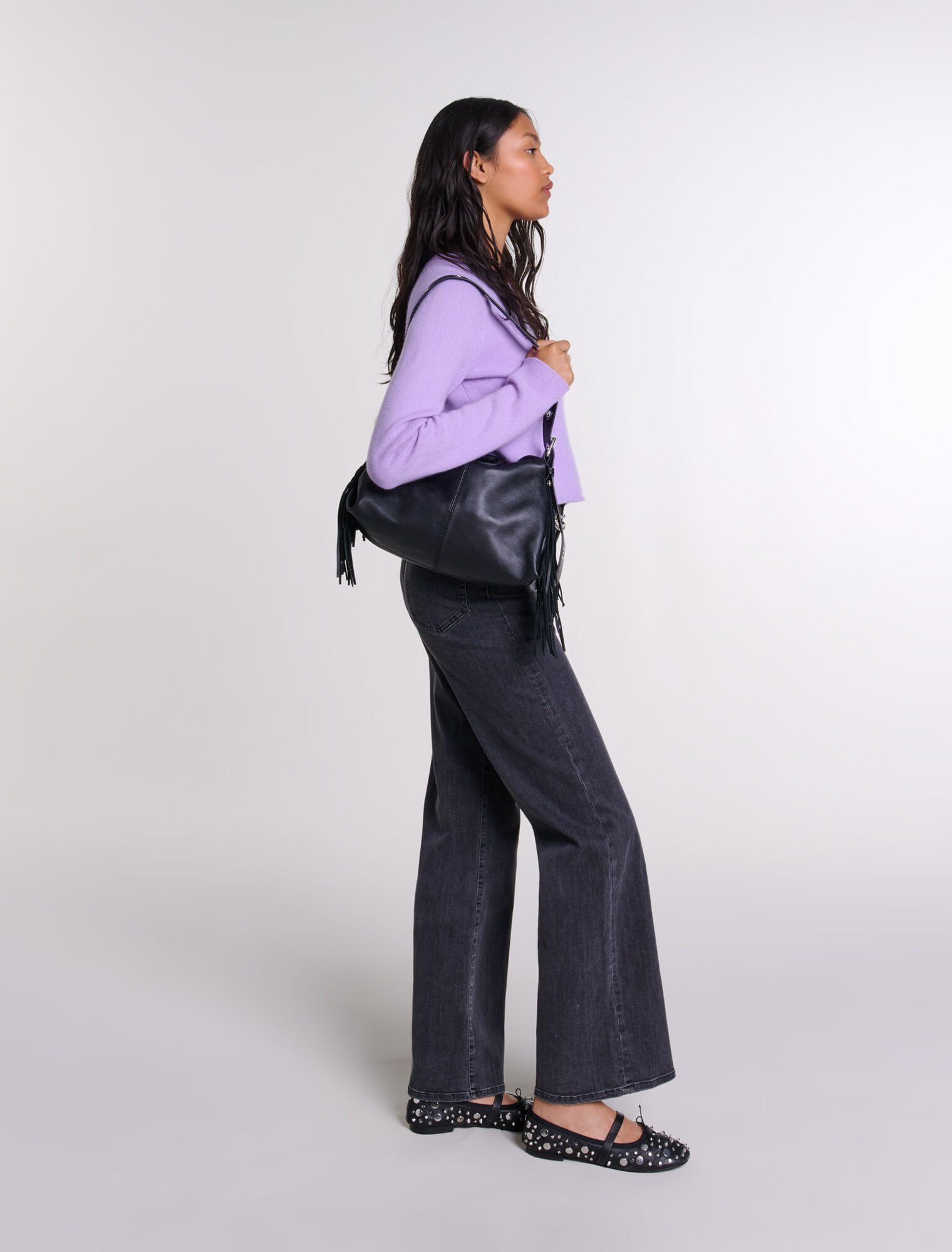 Black belted baggy jeans