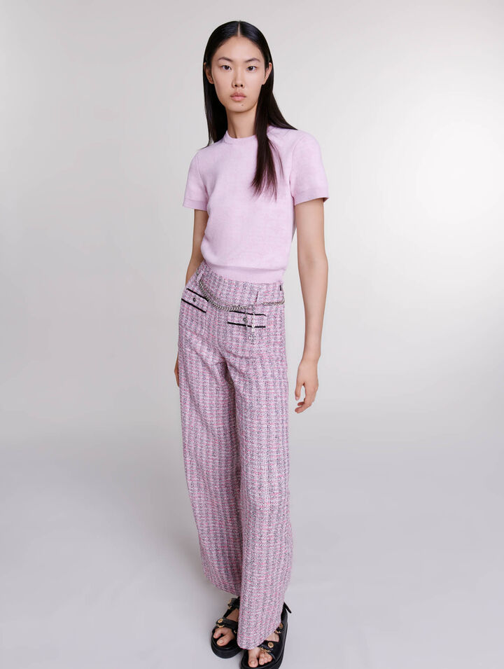 Cropped jacquard knit jumper