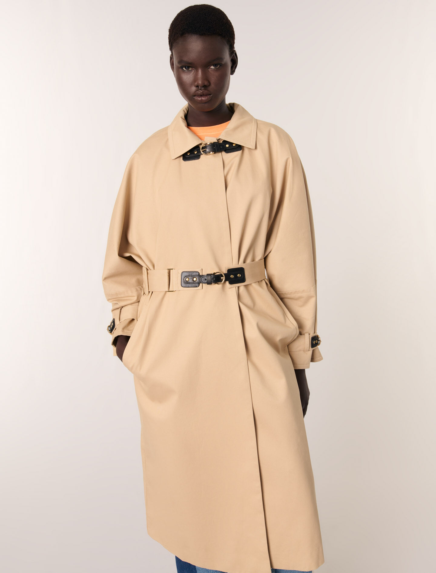 【国際ブランド】 Brown coat trench Long For Maje | Women ジャケット・アウター
