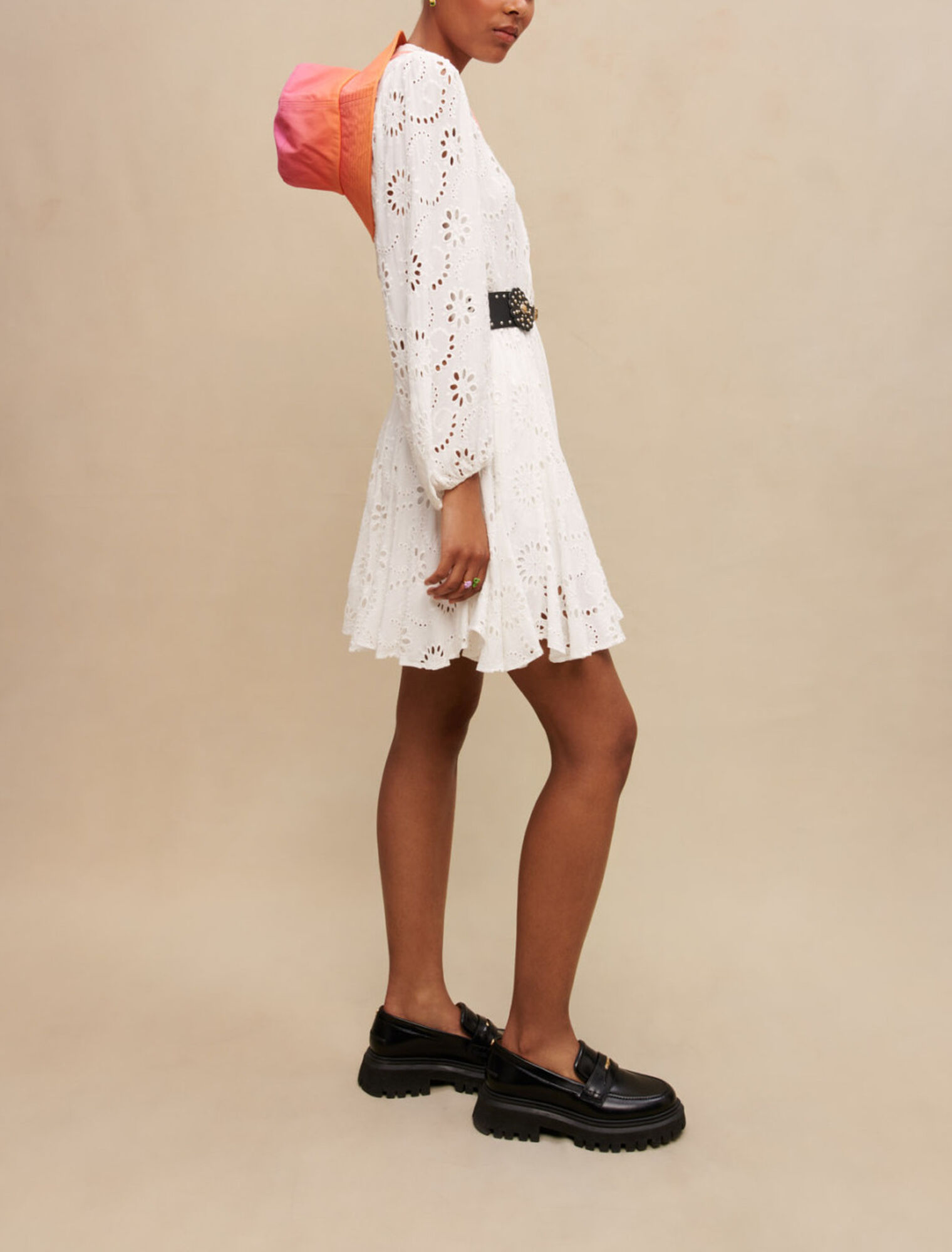 Embroidered ruffled dress