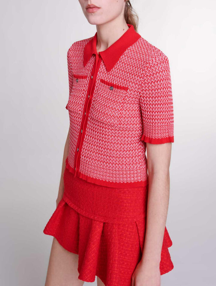 Asymmetrical tweed miniskirt