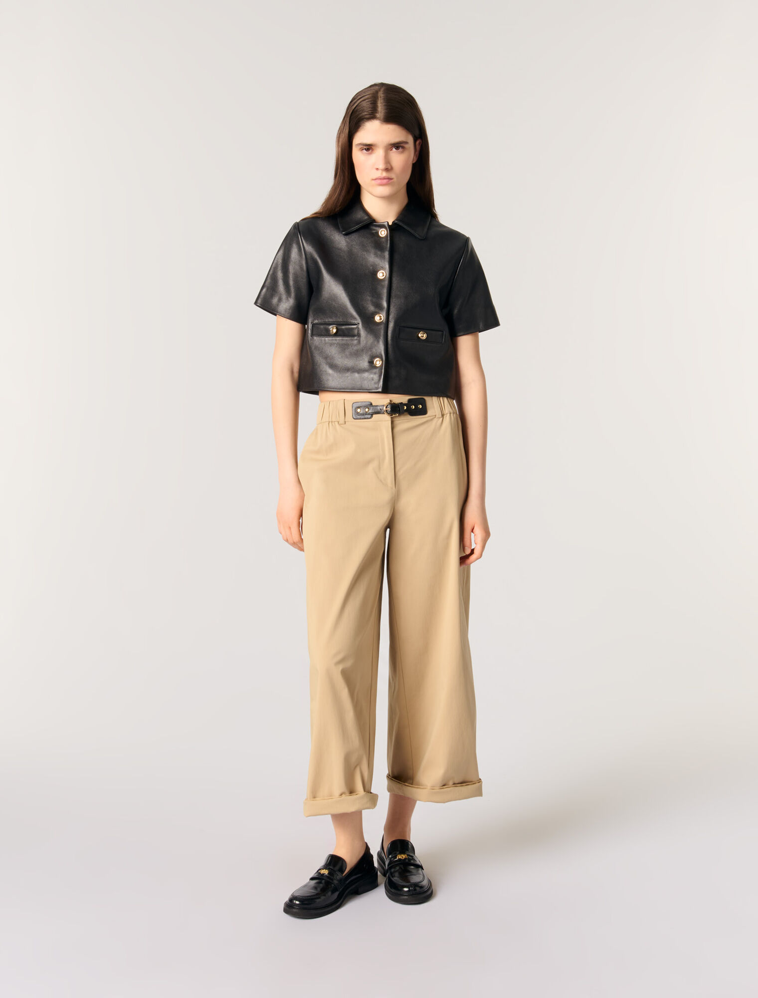 Wide-leg cotton pants 