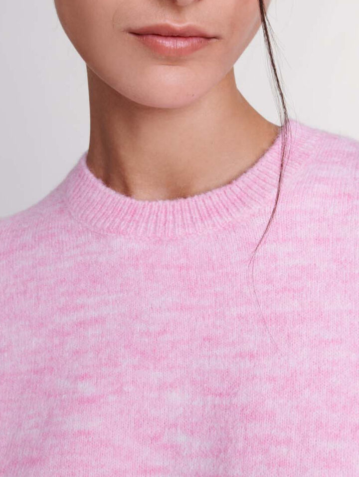 Cropped knit jumper with drawstring