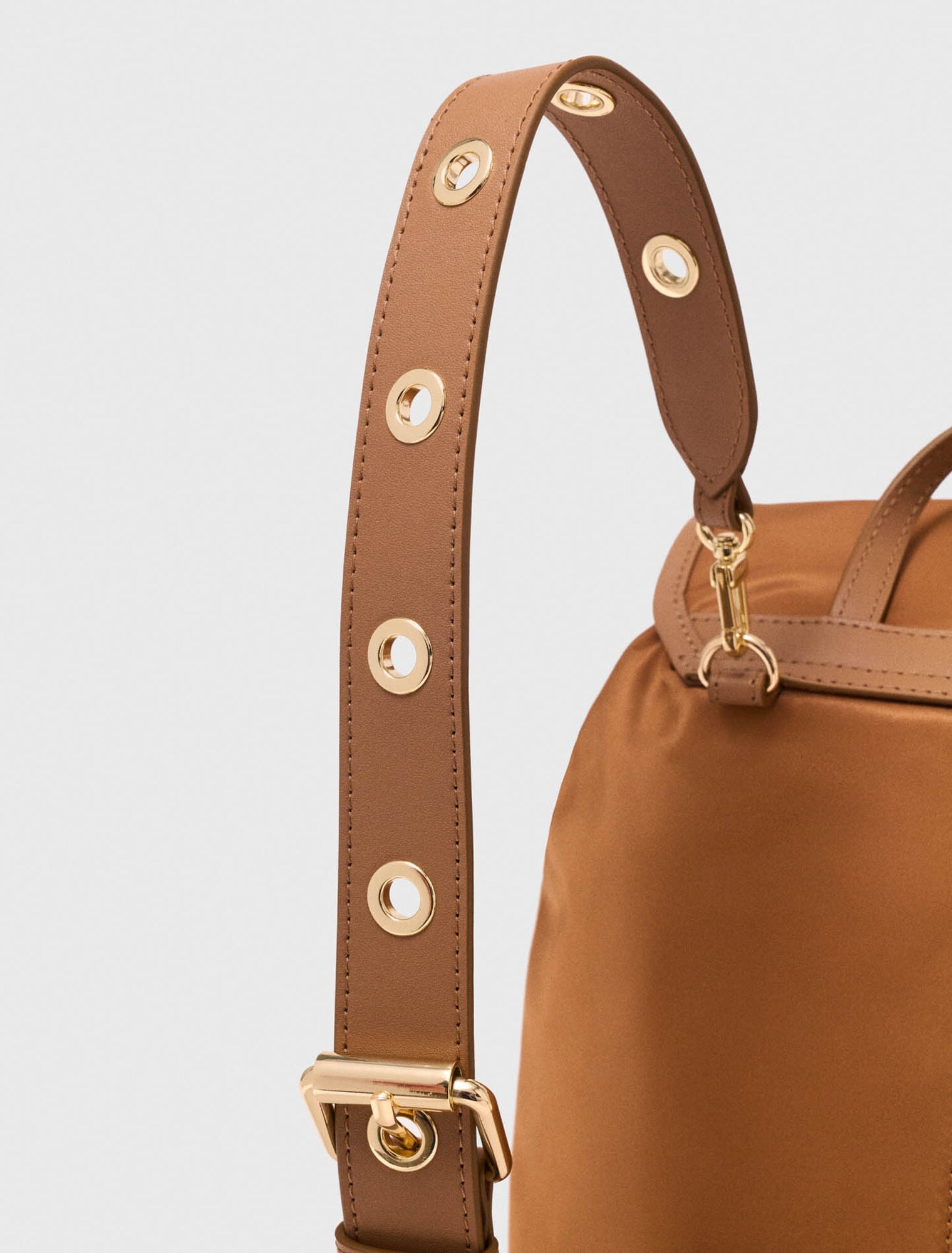 Leather and nylon backpack