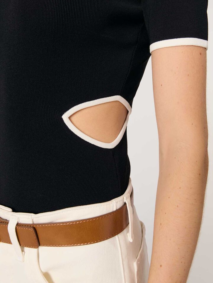 Openwork knit bodysuit