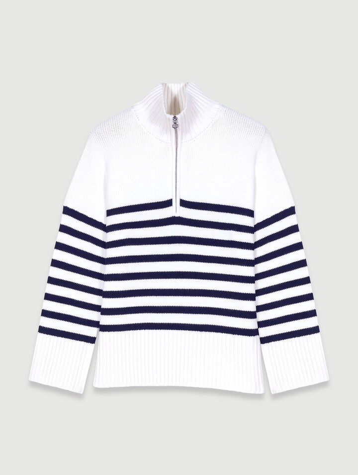 Breton jumper with zip collar