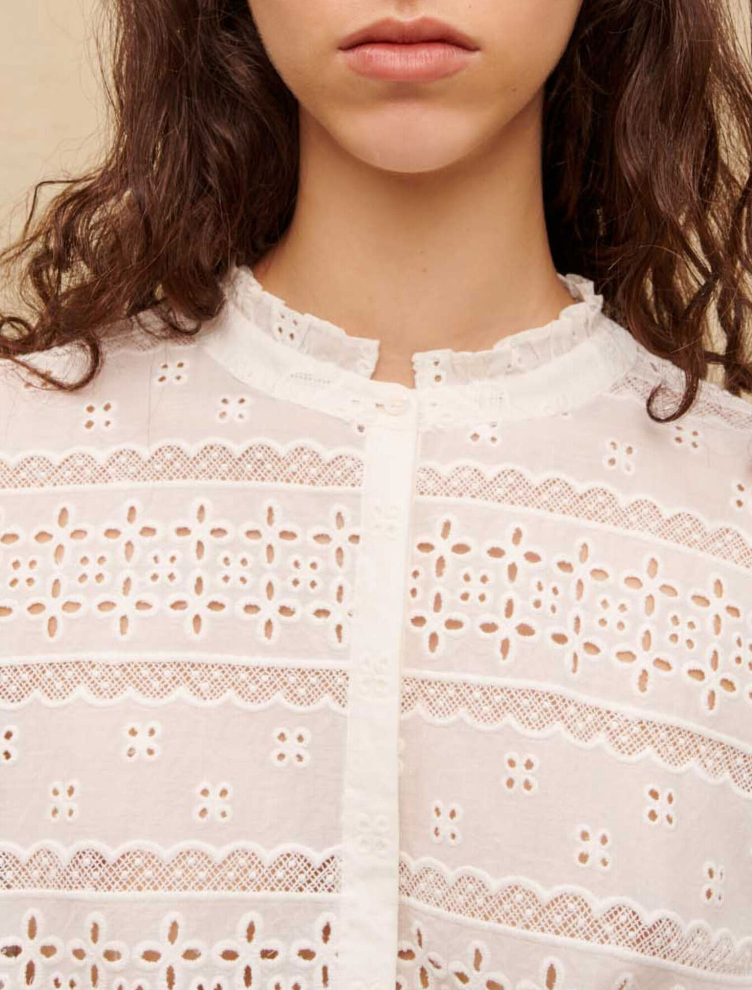 Embroidered white cotton blouse
