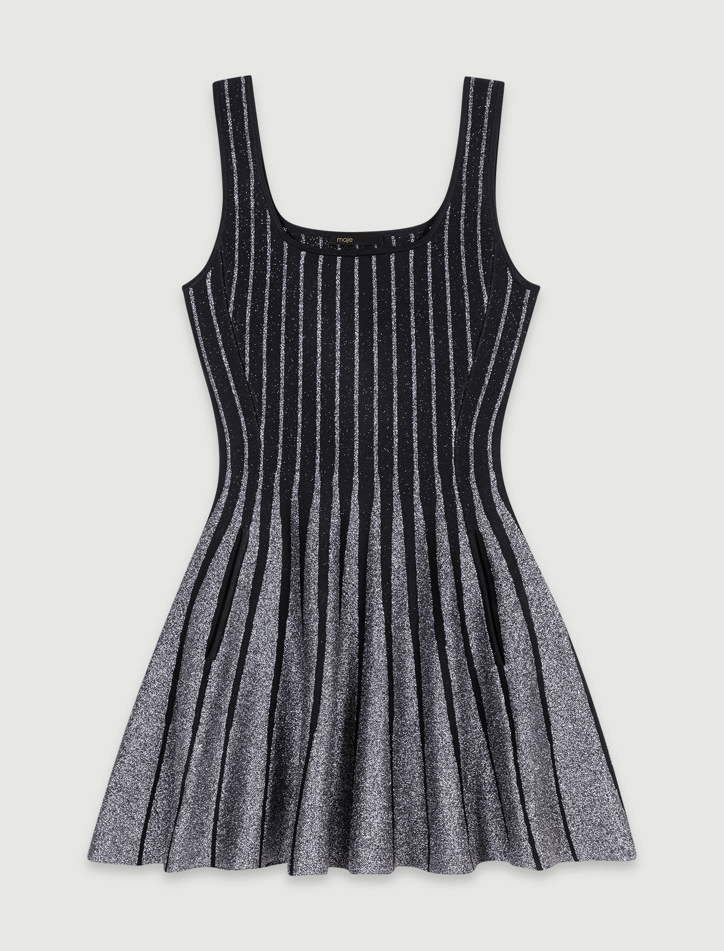 最新デザインの Short jacquard Maje | Women For Gray / Black dress knit スカート