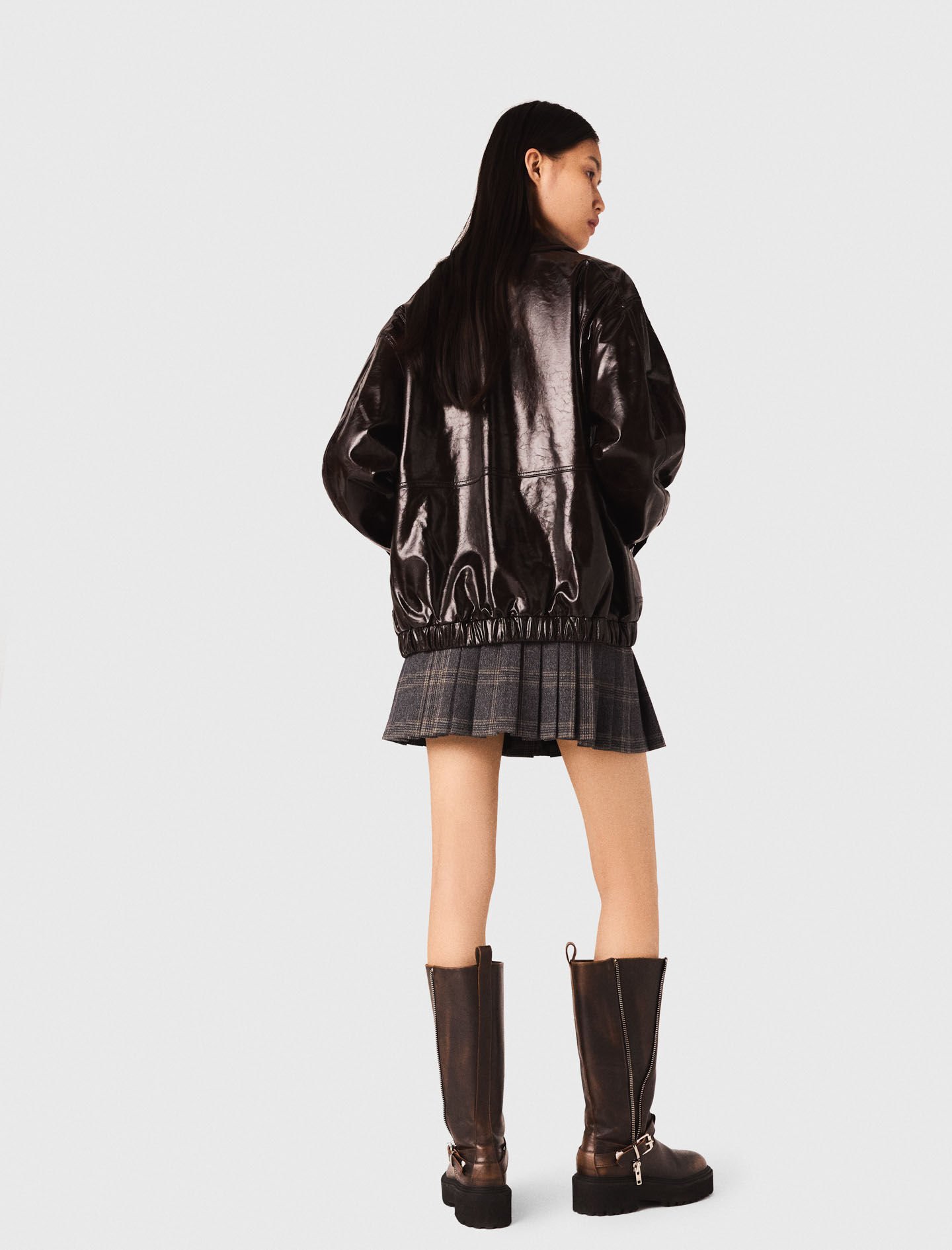 Crackled faux leather jacket Brown For Women | Maje