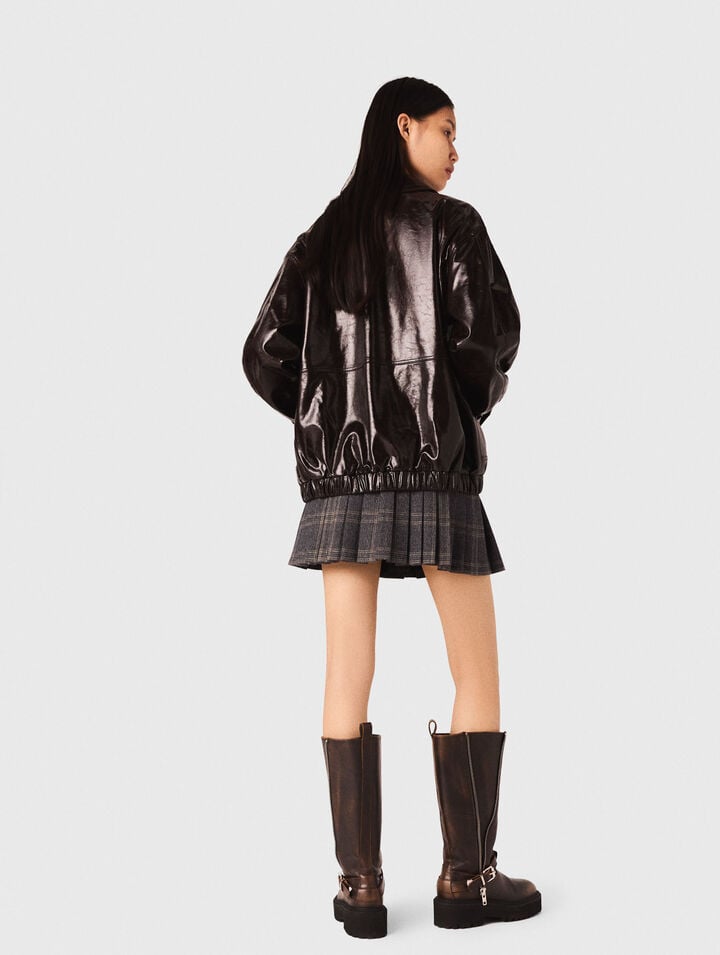 Crackled faux leather jacket