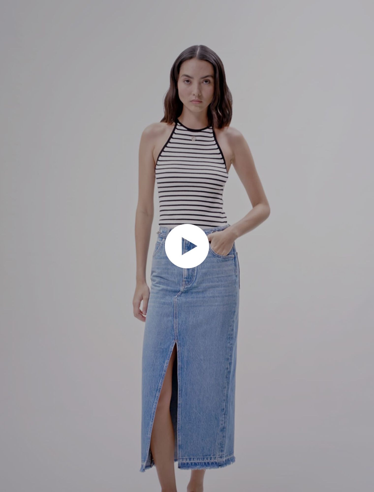 Long denim skirt