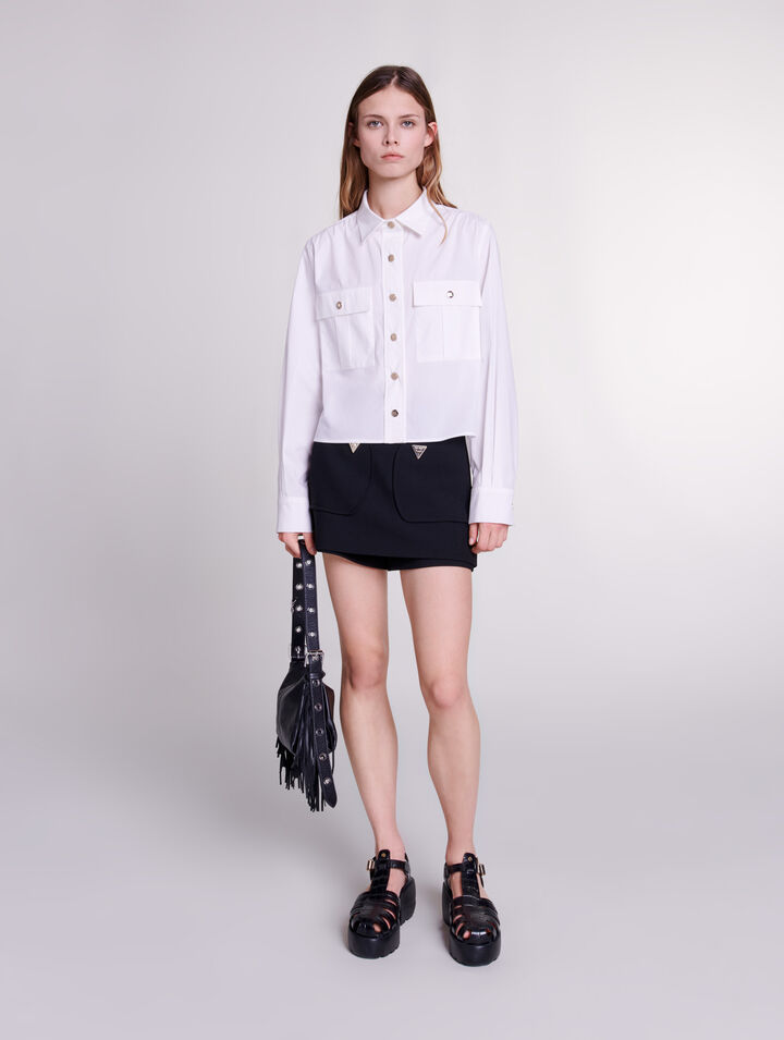 Cropped cotton shirt