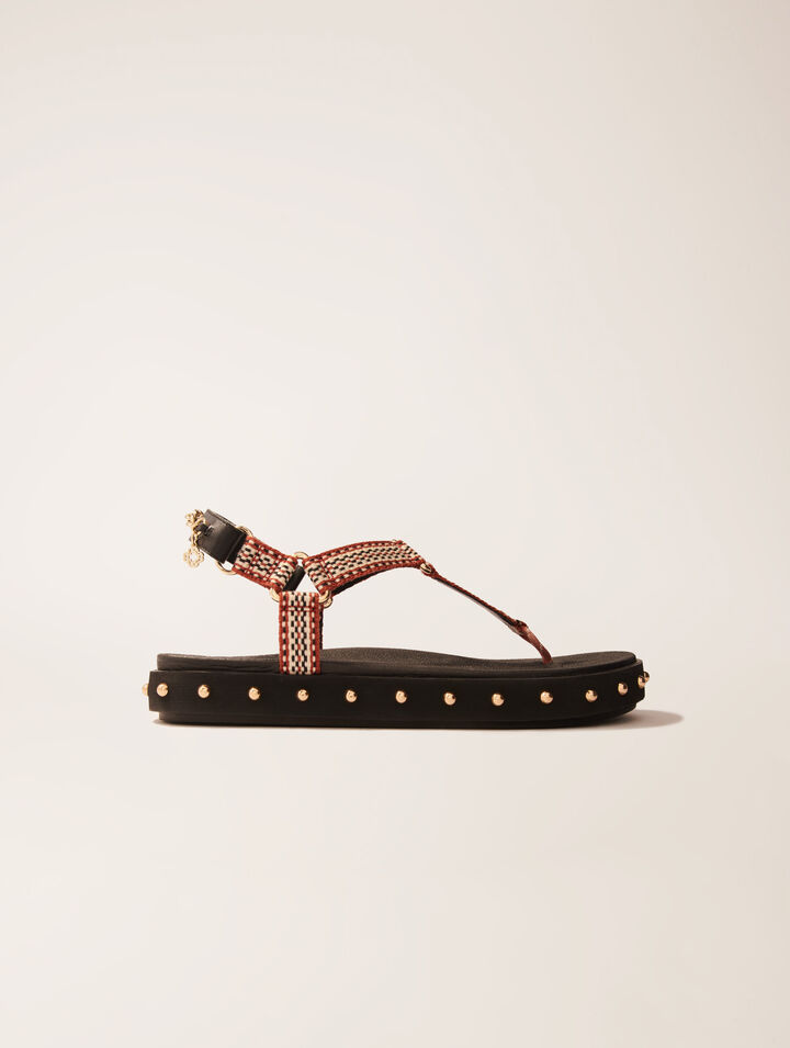 Flat rope and leather sandals