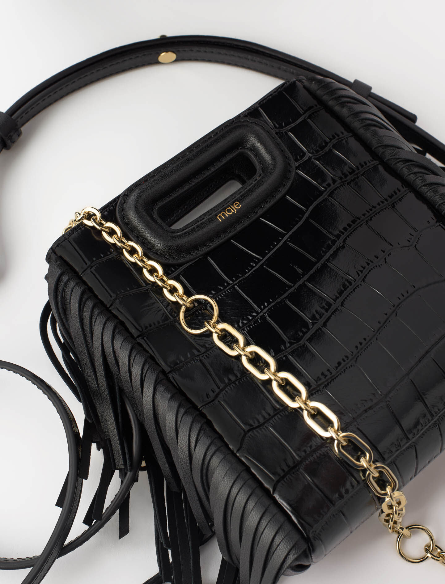 Mini embossed-leather M bag with chain Black / Gray For