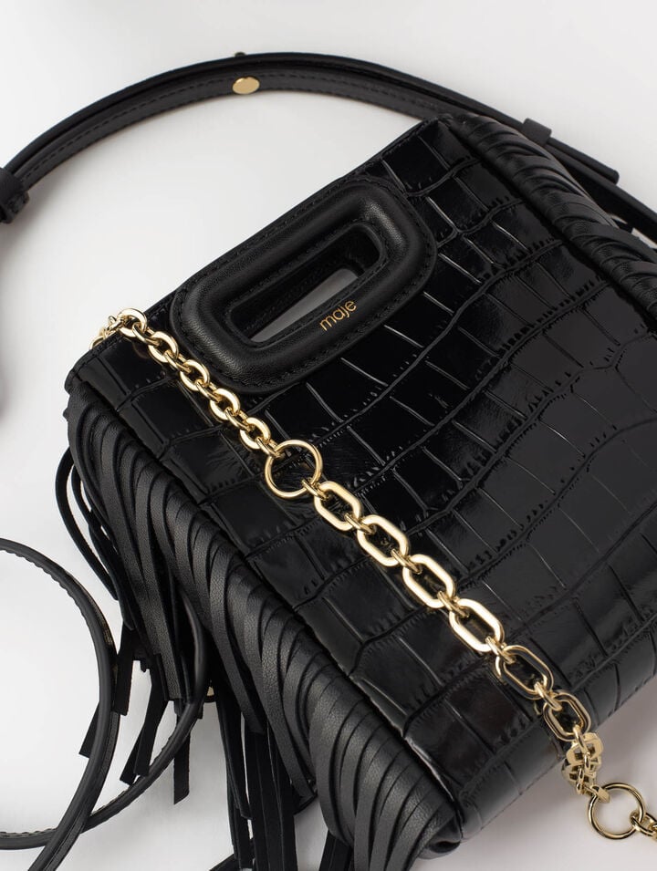 Mini embossed-leather M bag with chain