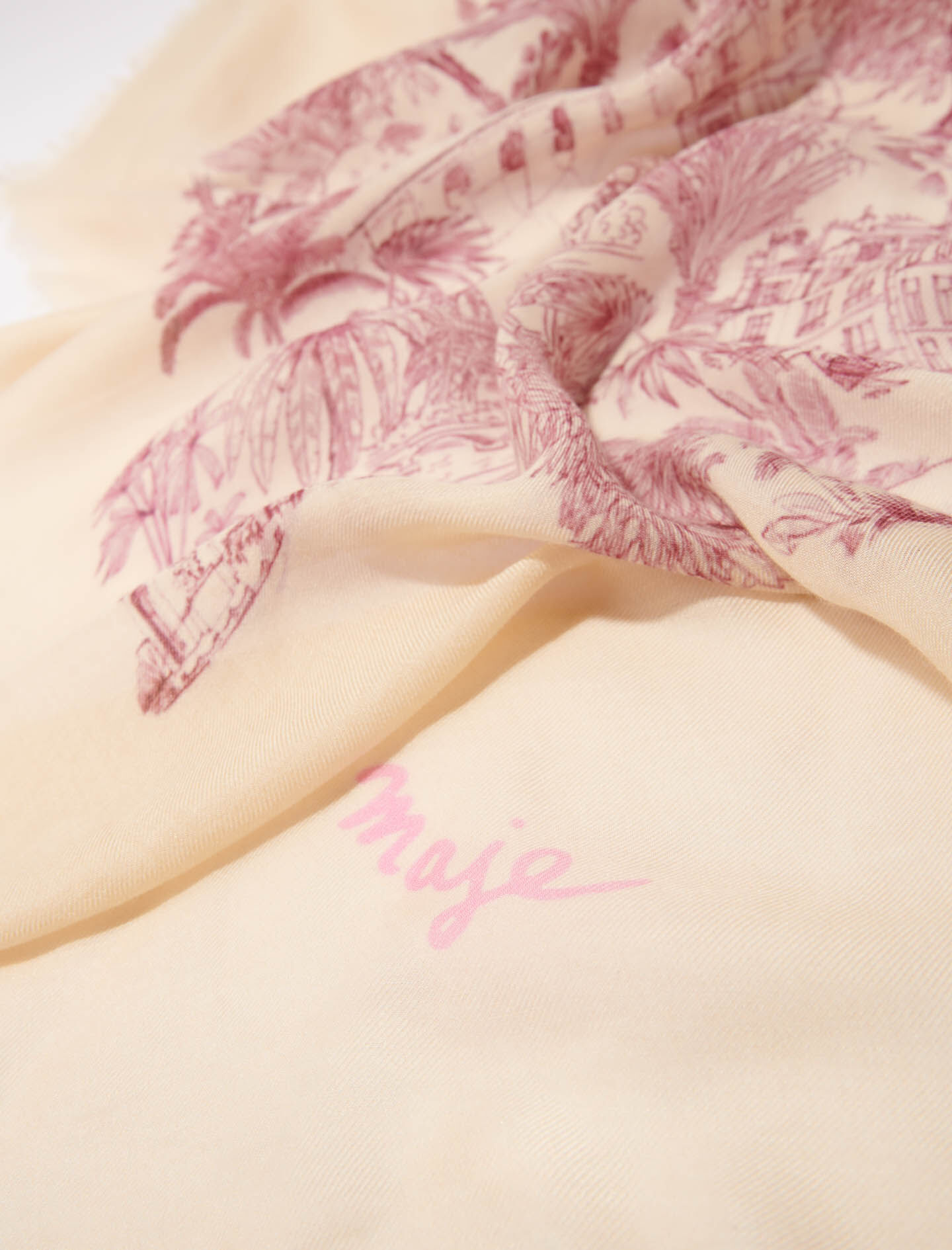 Patterned cashmere blend scarf Pink For Women | Maje