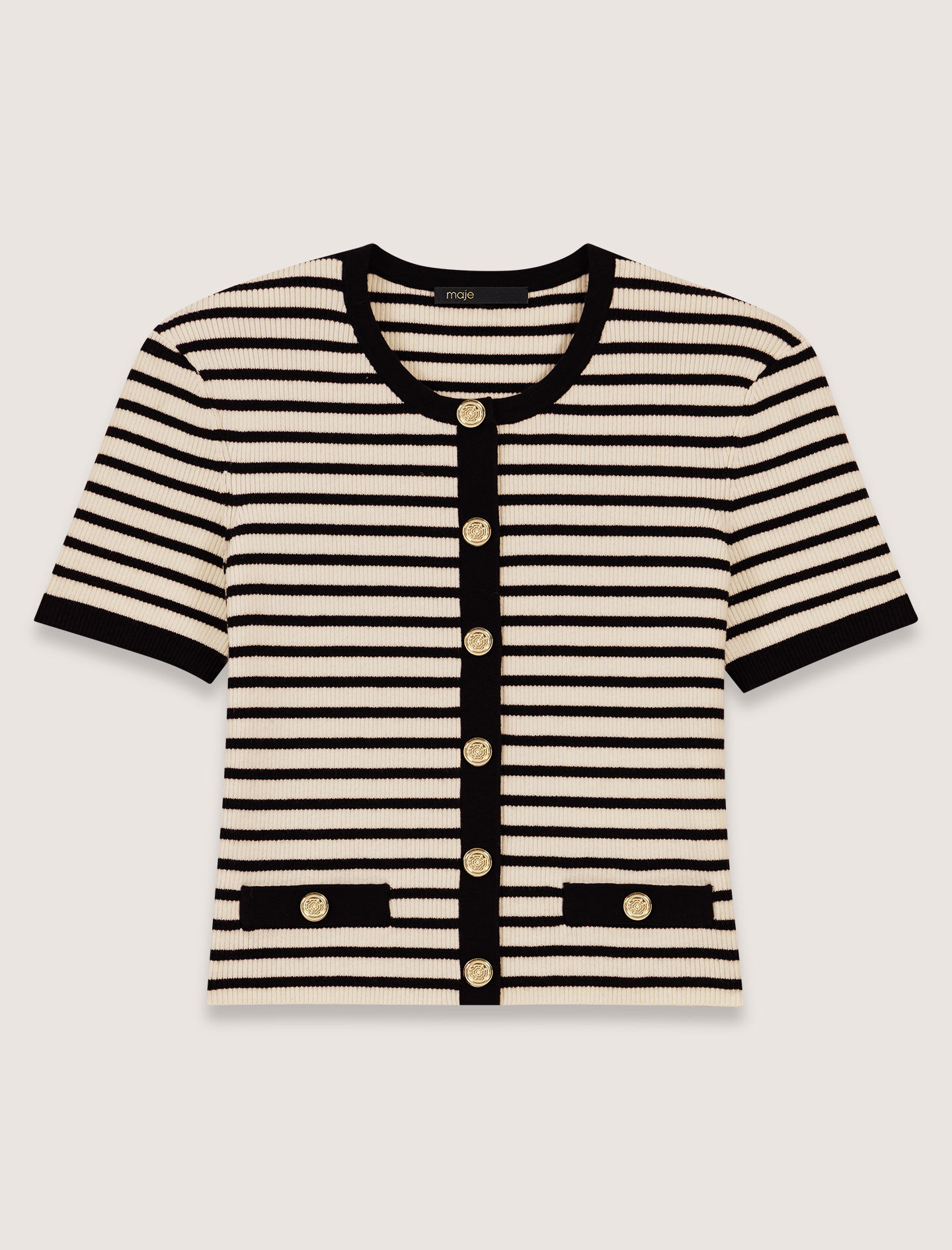 Cropped rib knit cardigan Ecru For Women | Maje