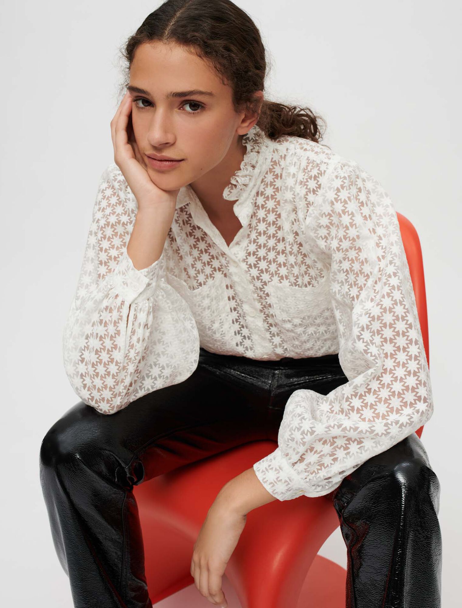 Fully embroidered floral shirt