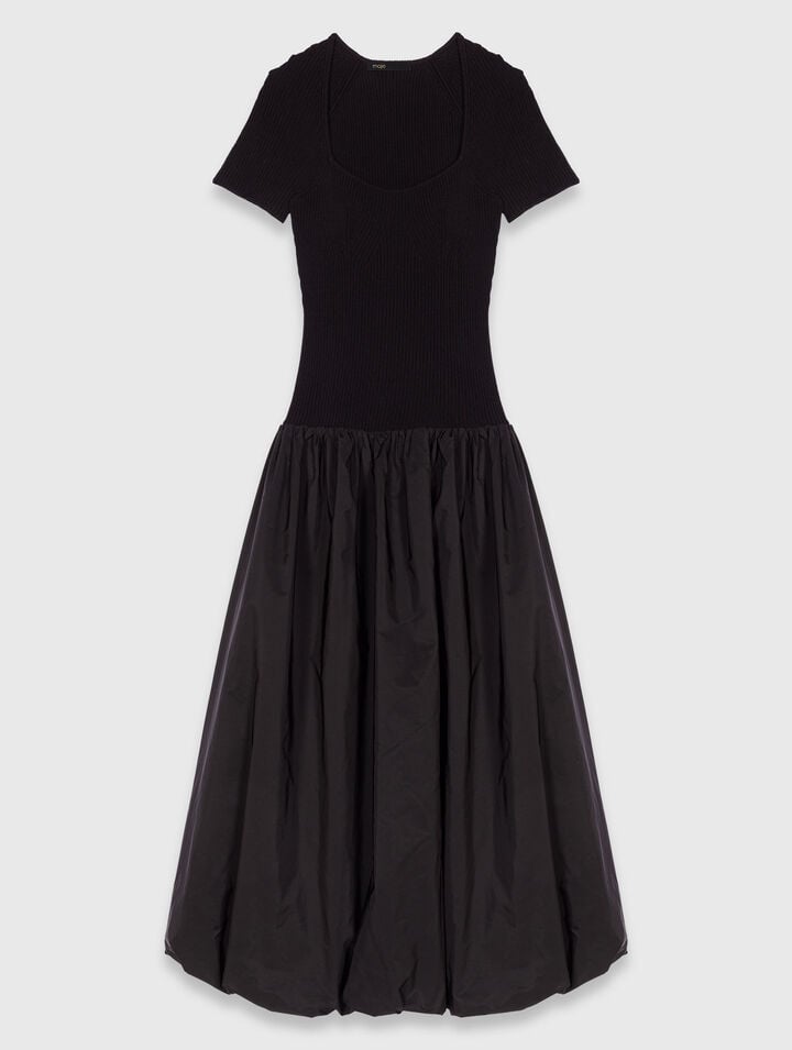 Long mesh and taffeta dress