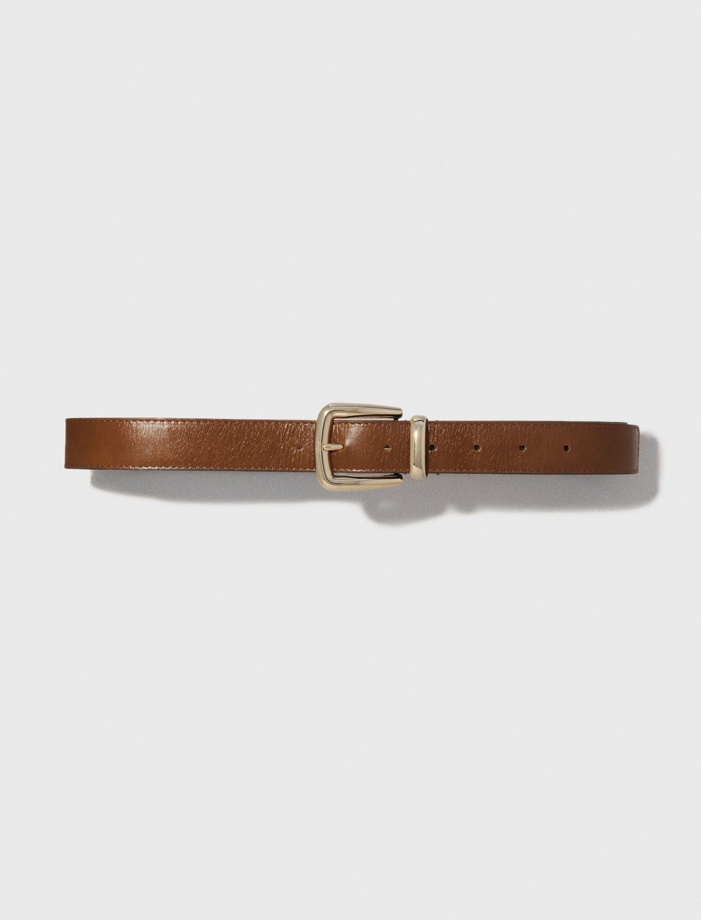 Leather belt with square buckle Brown For Women | Maje