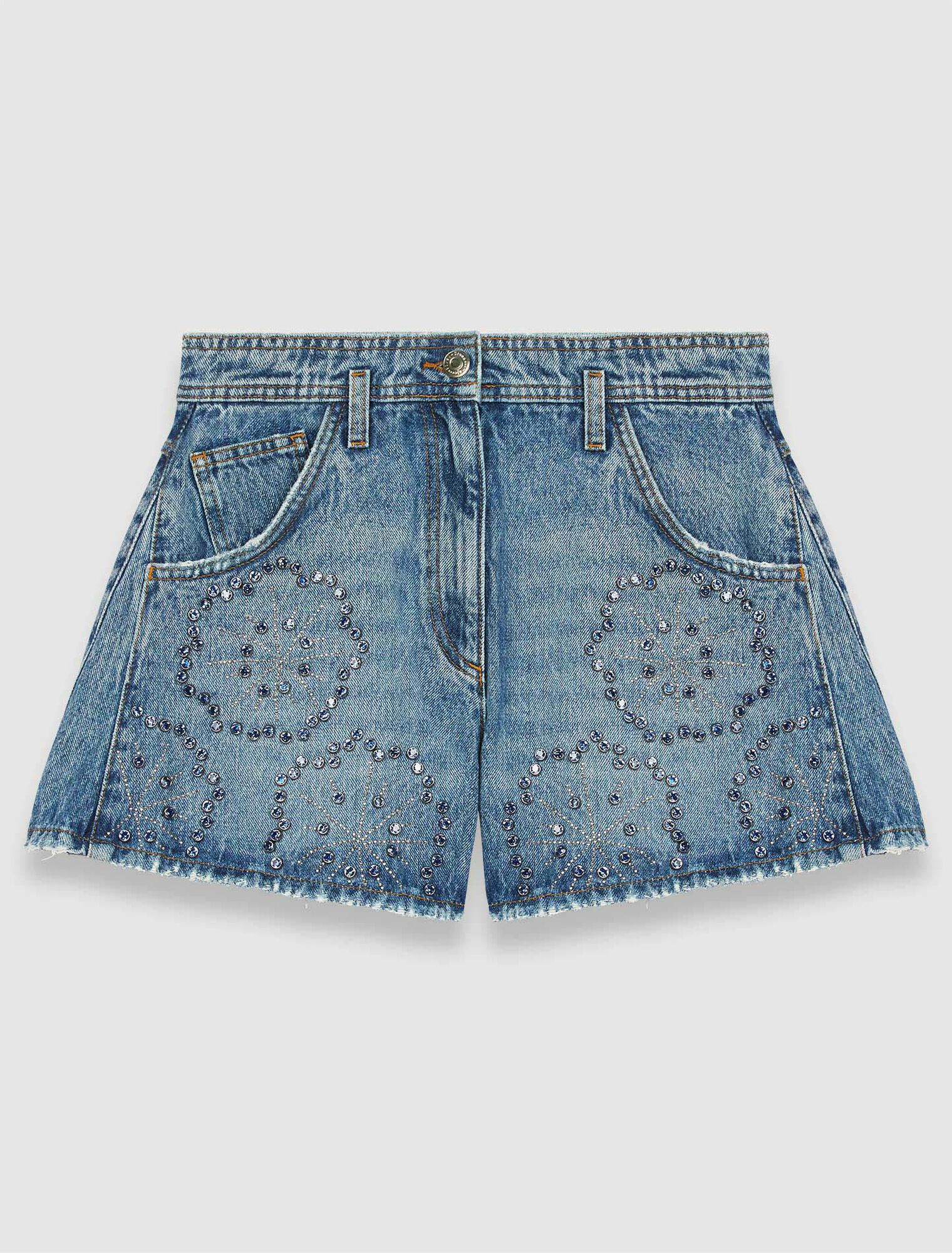 Denim shorts with rhinestones