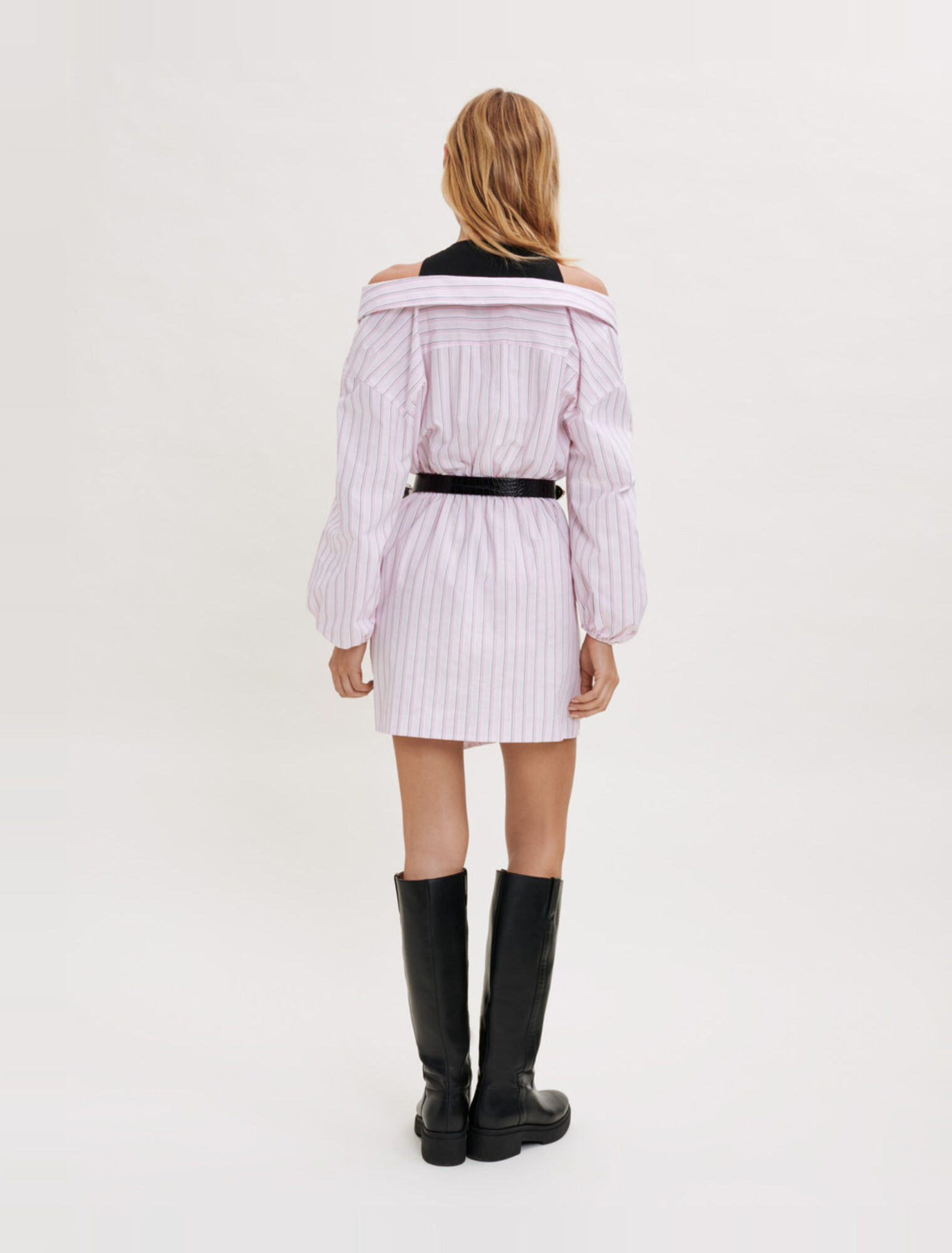 Striped trompe l'oeil dress