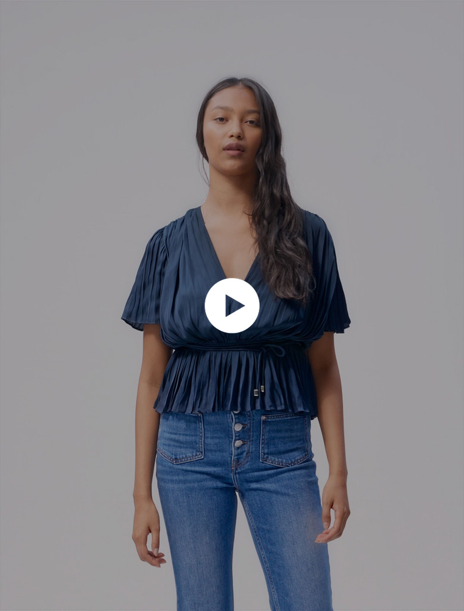 Pleated short-sleeved top