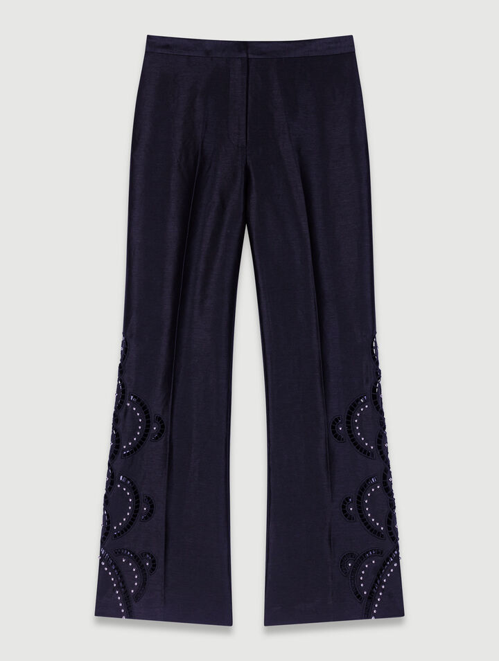 Openwork flared trousers