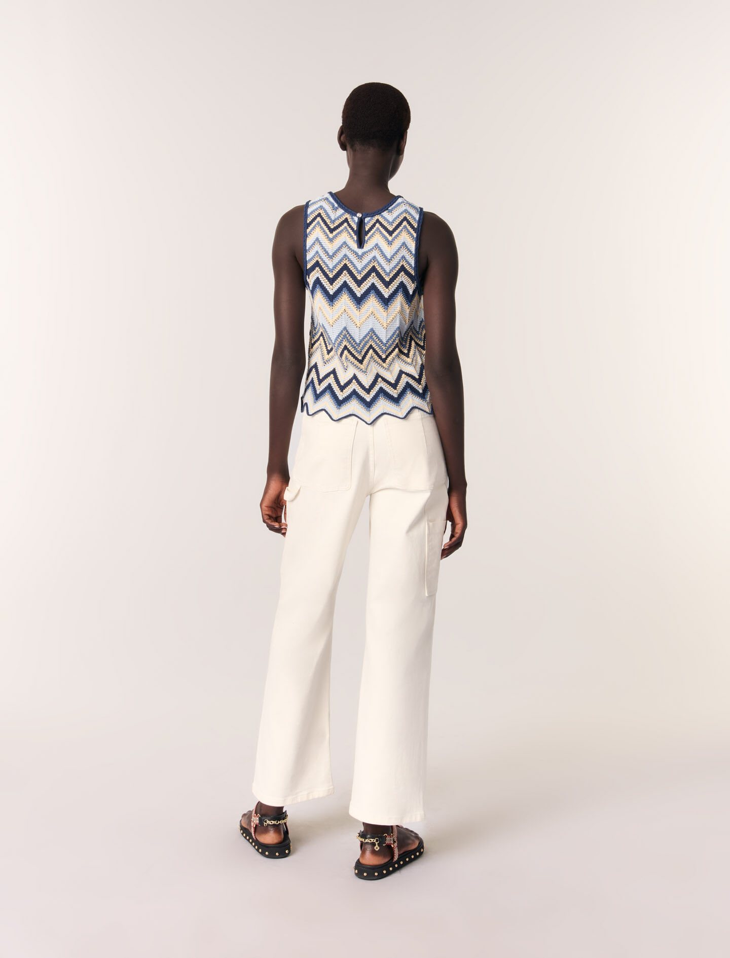 Crochet-knit top Blue For Women | Maje
