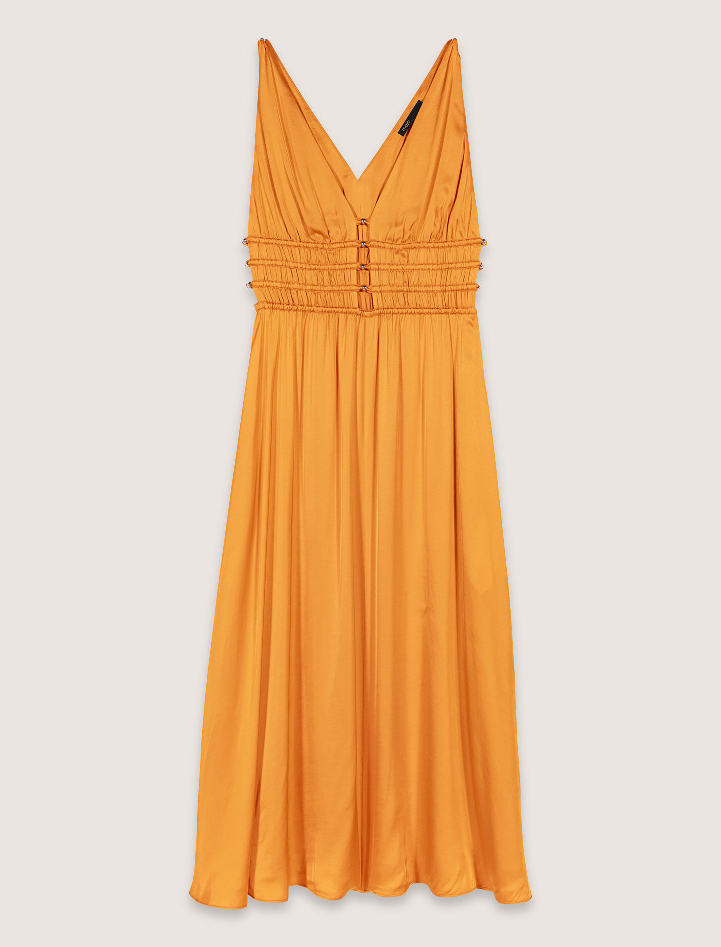 Satin-look maxi dress Yellow / Orange For Women | Maje