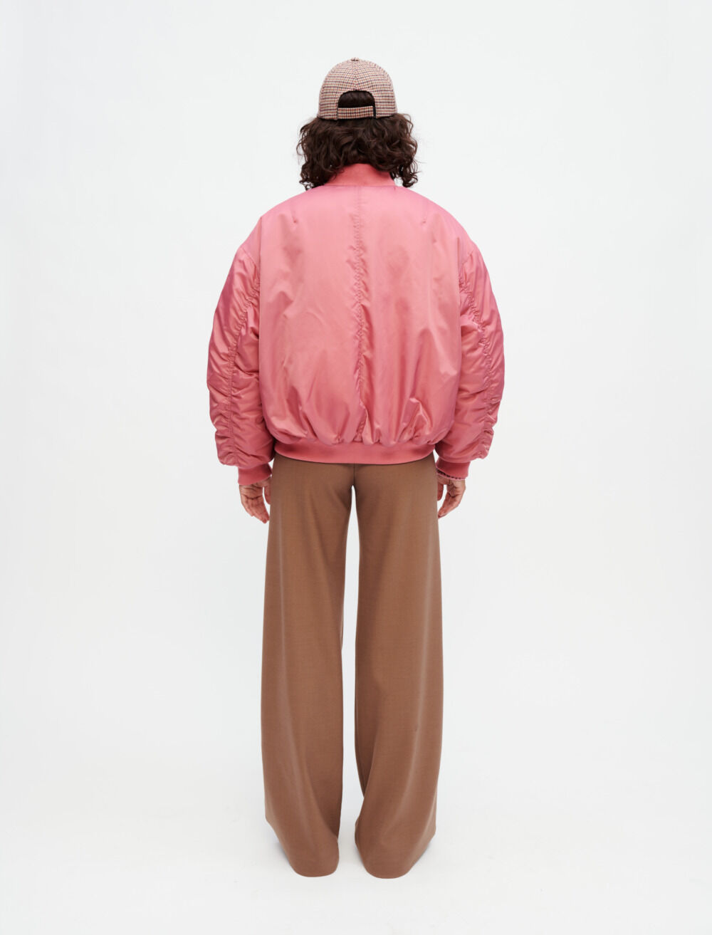 Oversized rosewood bomber jacket