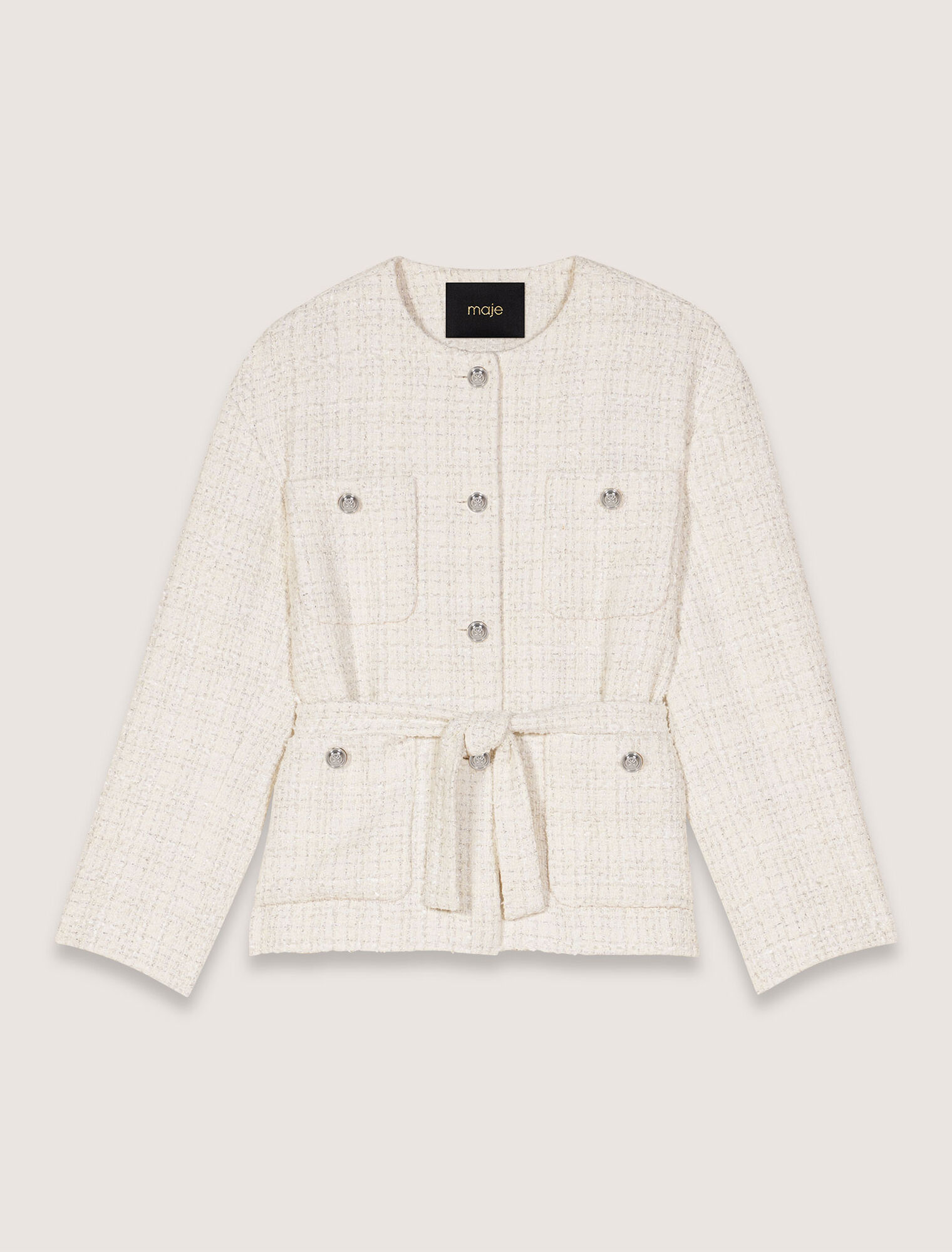 Belted tweed jacket
