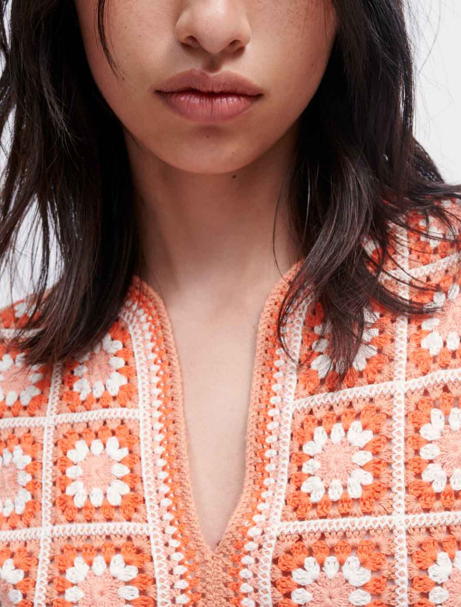 Two-colour crochet dress
