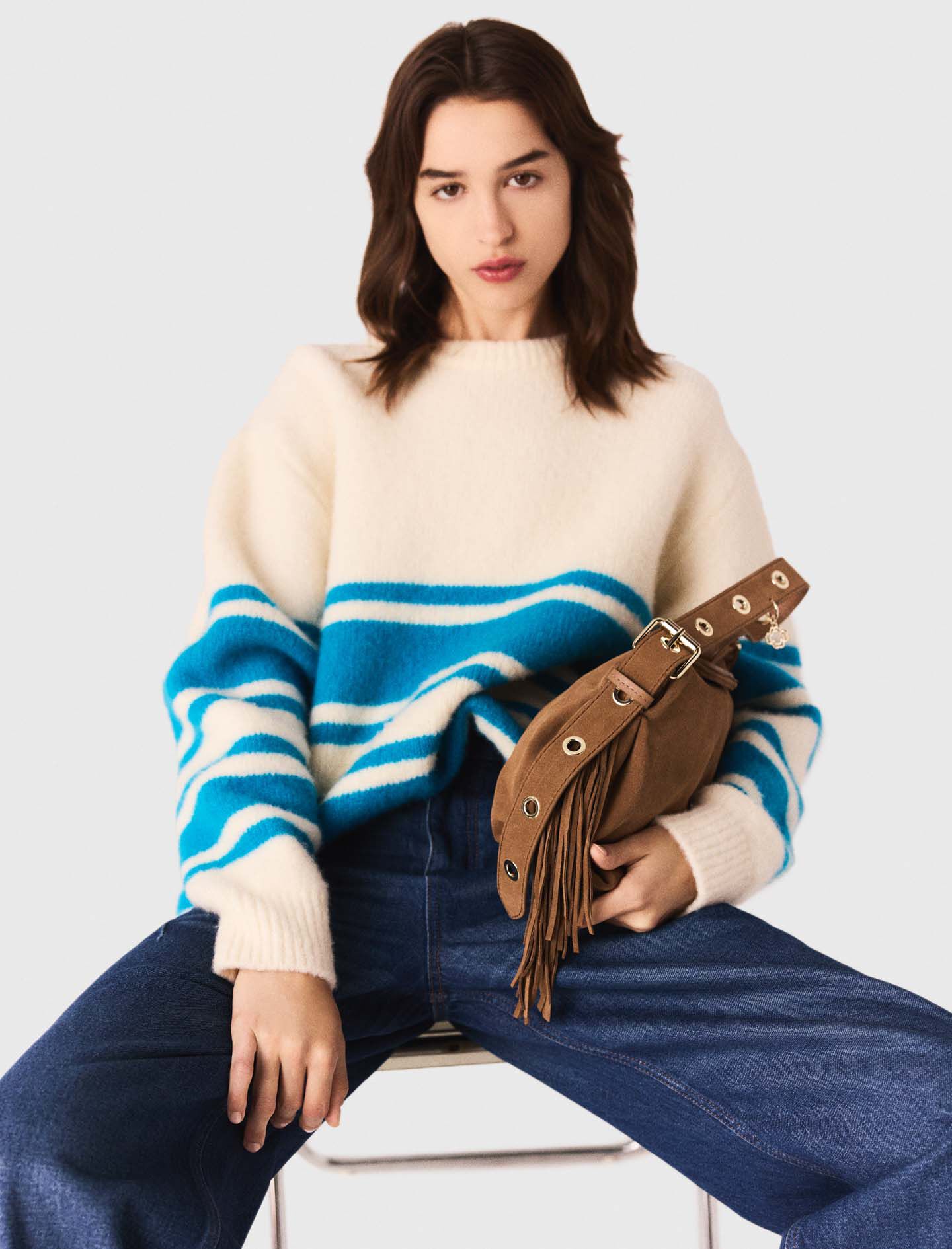 Oversized wool-blend sweater Bicolor For Women | Maje