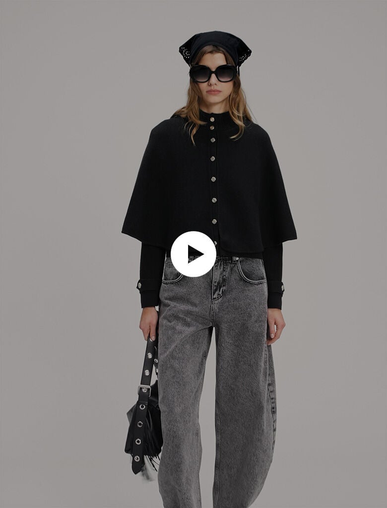 超格安一点 cardigan Cape-effect Black Maje | Women For Gray / トップス