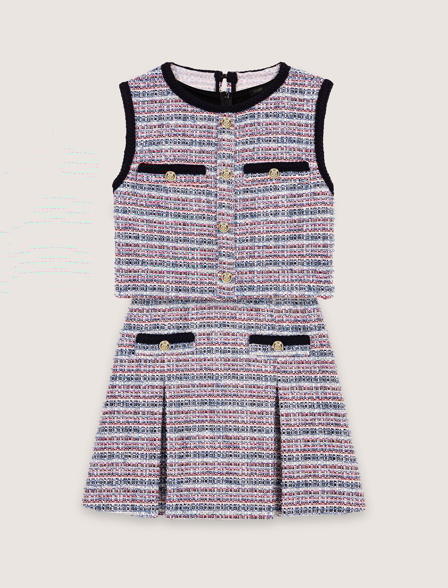 Tweed 2-in-1 mini dress Bicolor For Women | Maje