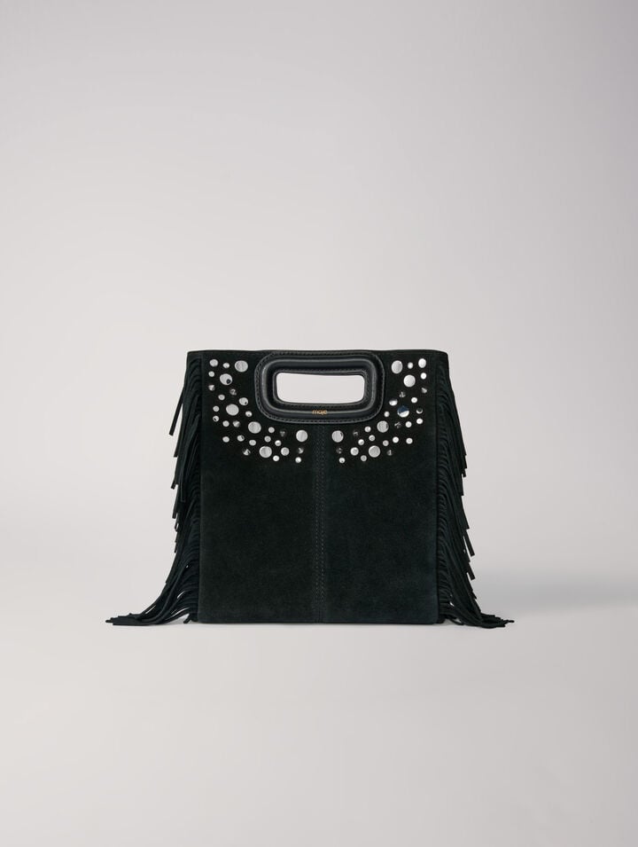 Fringed leather M bag