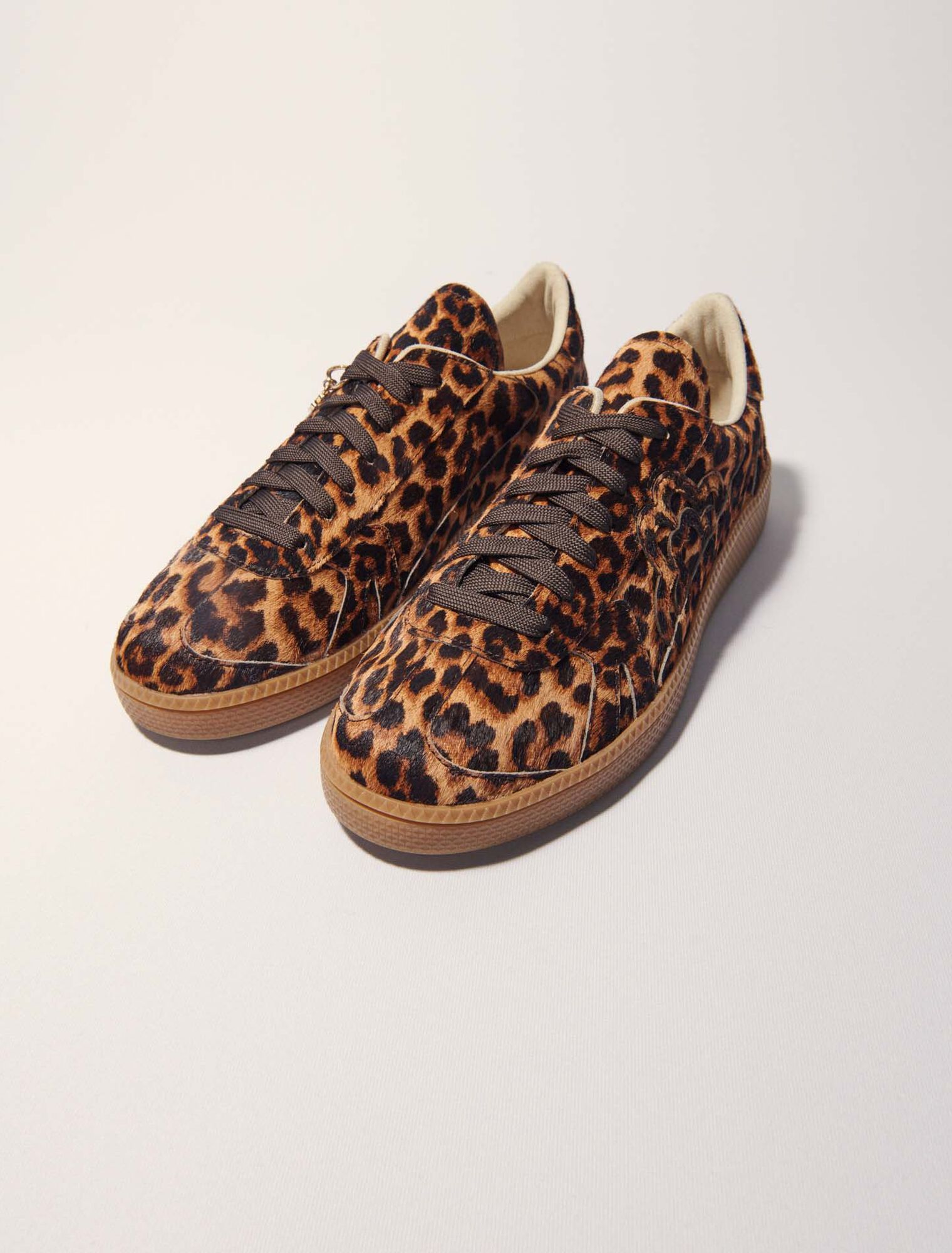 Leopard print leather sneakers