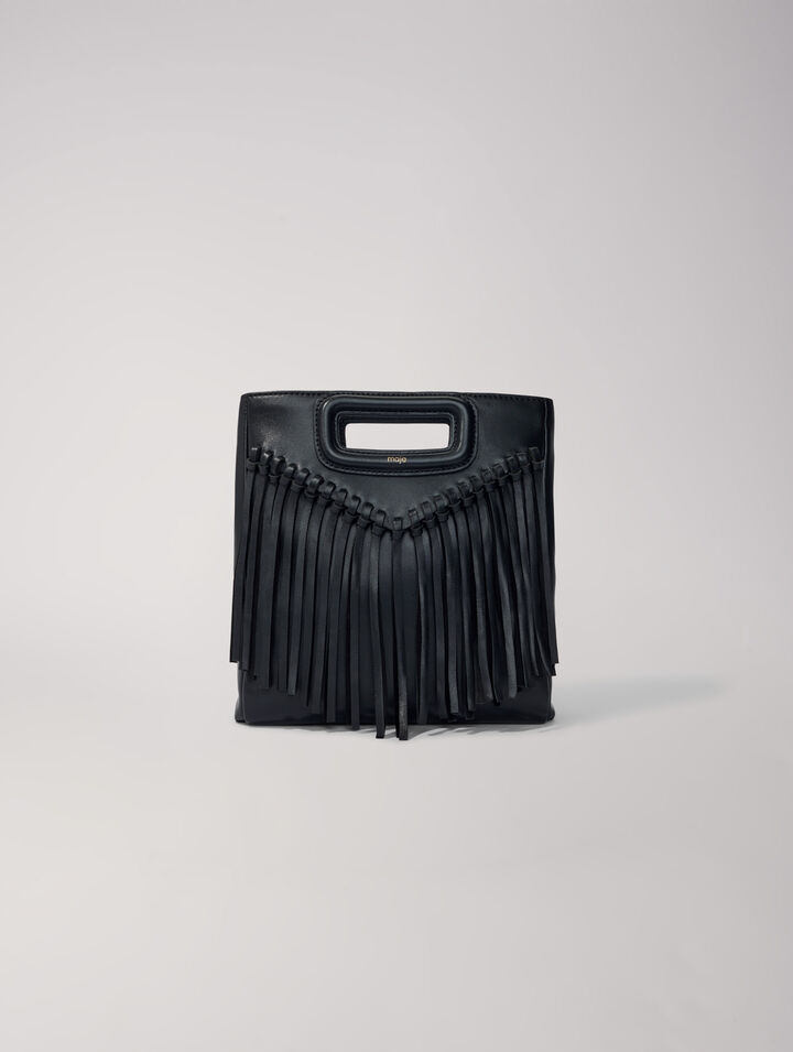 Fringed leather M bag