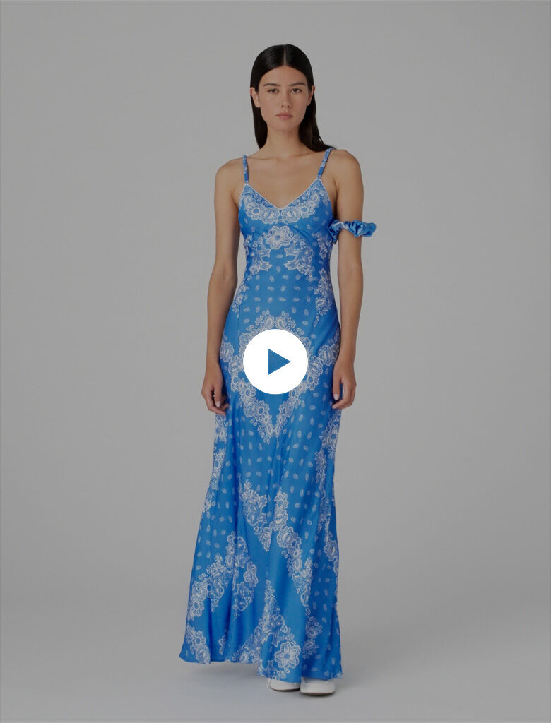 Patterned Maxi Dress Blue For Women | Maje