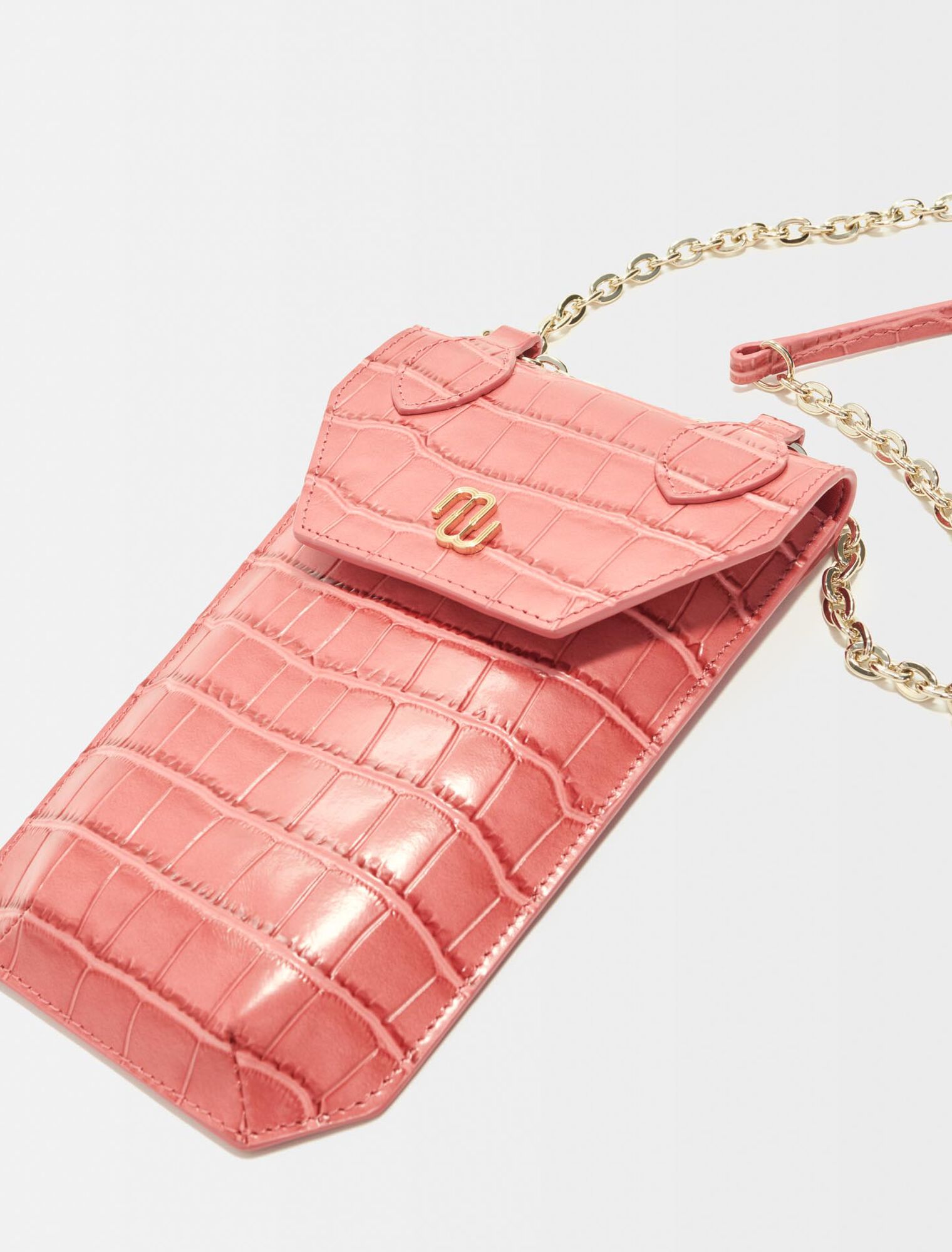 Croco embossed leather phone holder