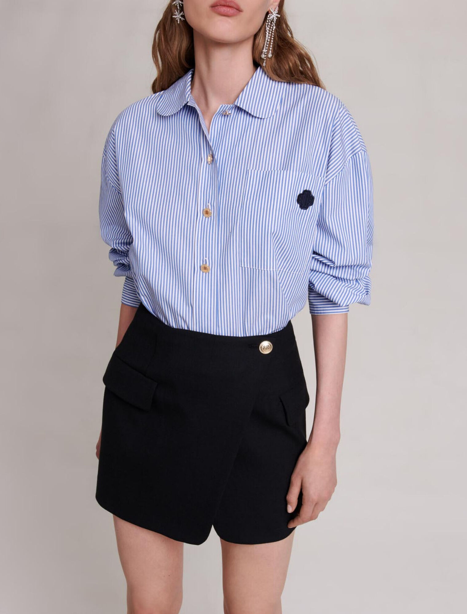 Asymmetric wrap skirt