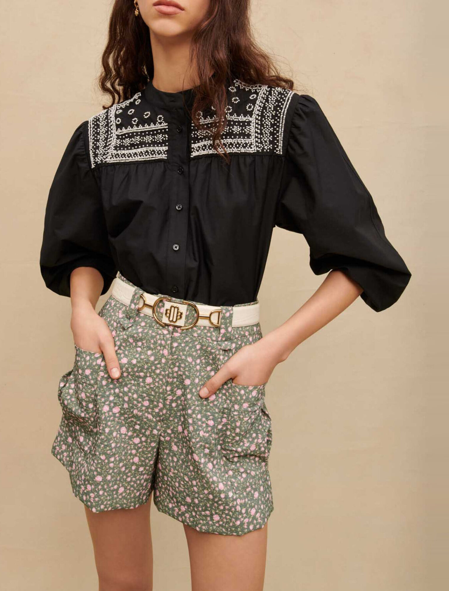 Rosebud-print shorts