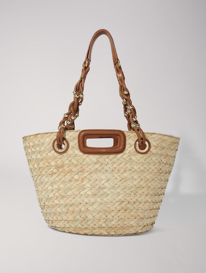 Woven raffia basket bag