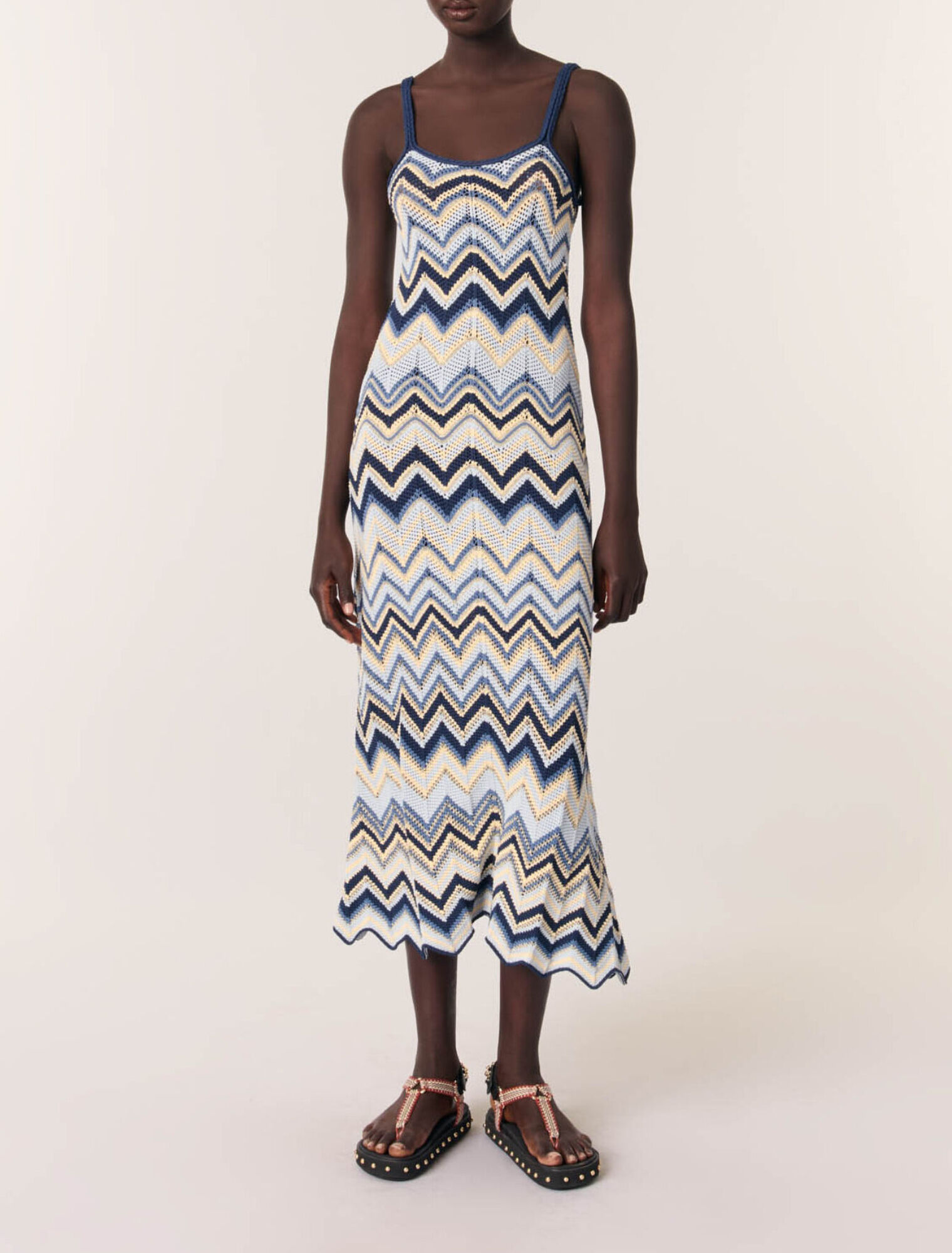 blue crochet knit dress Crochet-knit maxi For Women Plus Size Lace Trimmed Designed in LA SIZE:9/10Y Style:CM6365D
