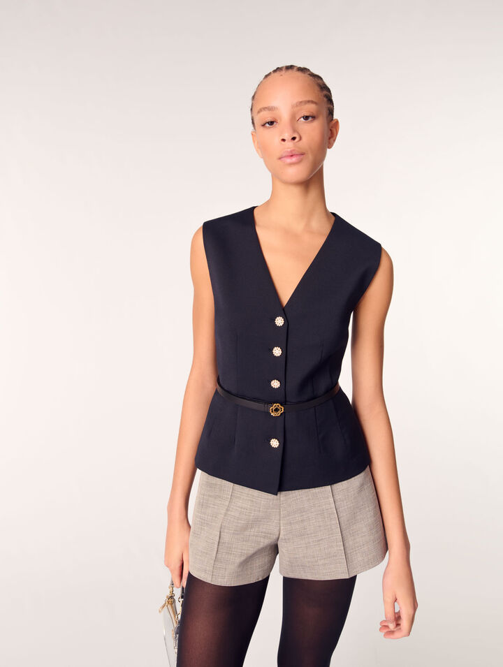 Wool blend sleeveless jacket