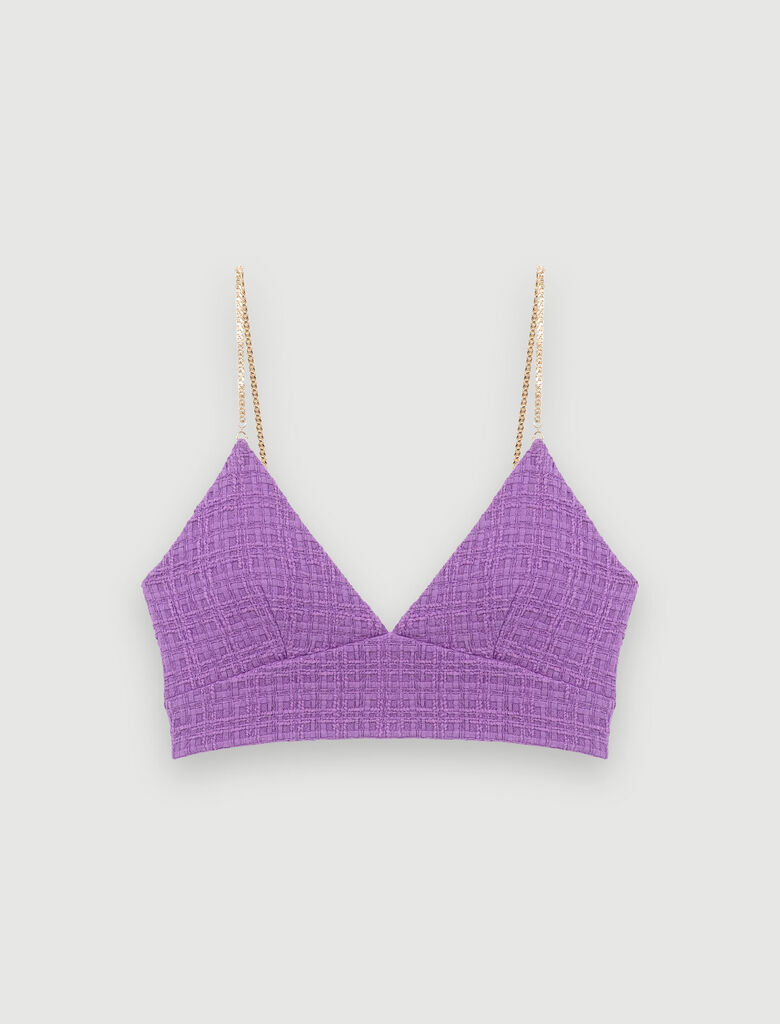 Tweed crop top Purple For Women | Maje